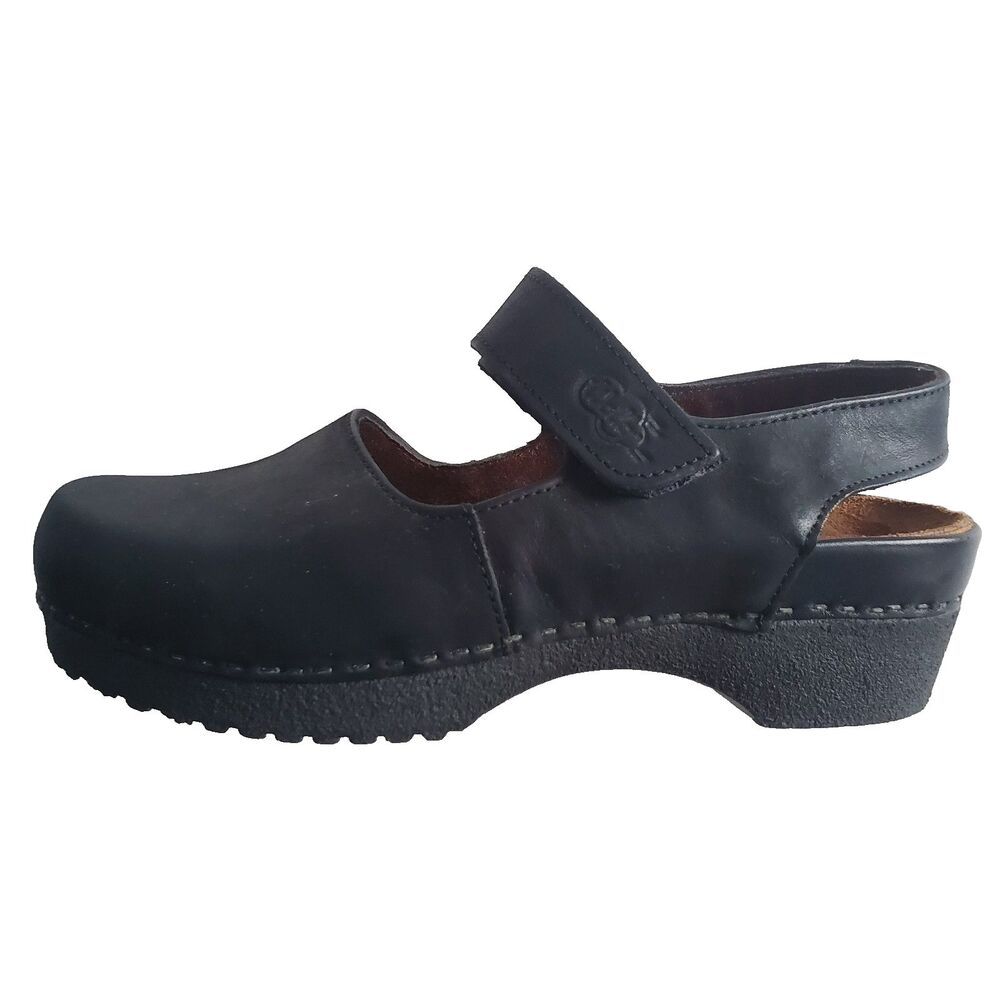 Wolky Women’s Clogs US 6.5 EU 37 Black Leather Mary Jane Slingback Adjustable - Picture 3 of 13